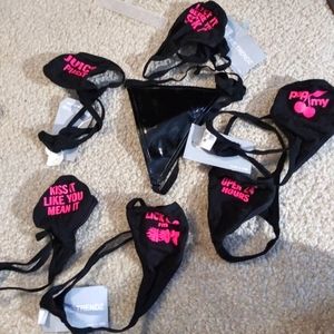 Shore Trendz thong panties 7 NWT naughty sayings pleather M